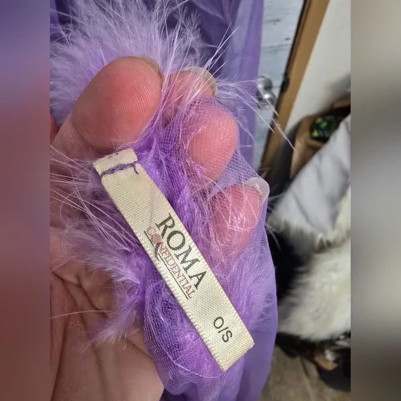 Vtg 60s Sheer Purple Flowy Boho Ruffle Babydoll Negligee Lingerie Top with Robe - Picture 12 of 13